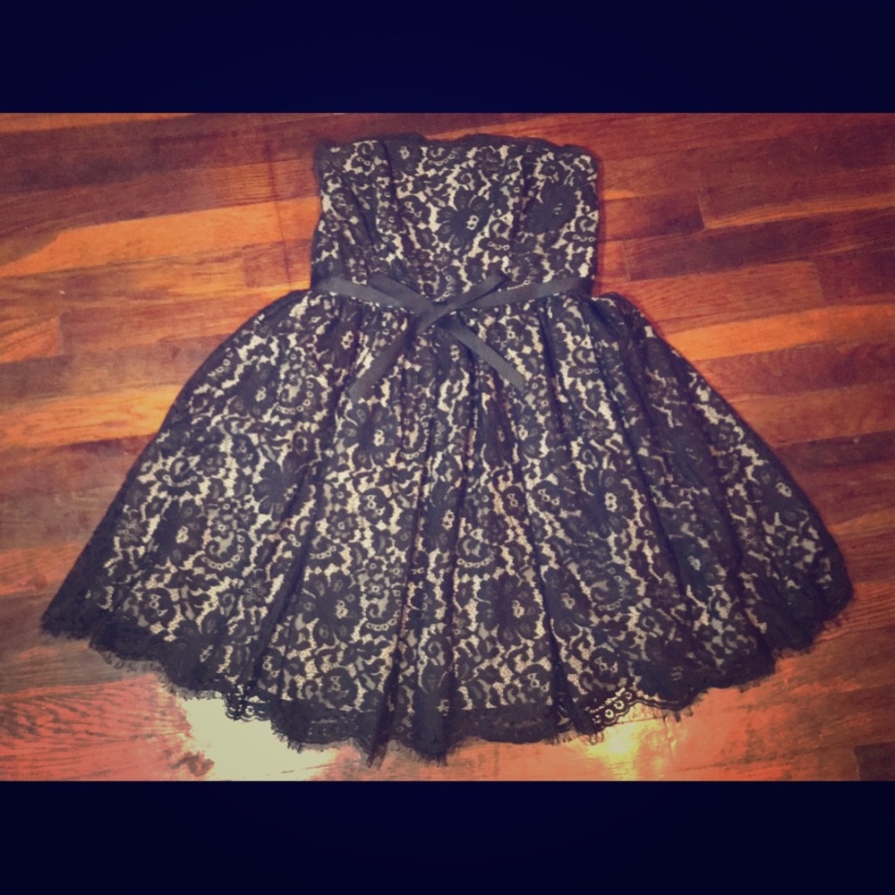 Strapless Black Lace Dress